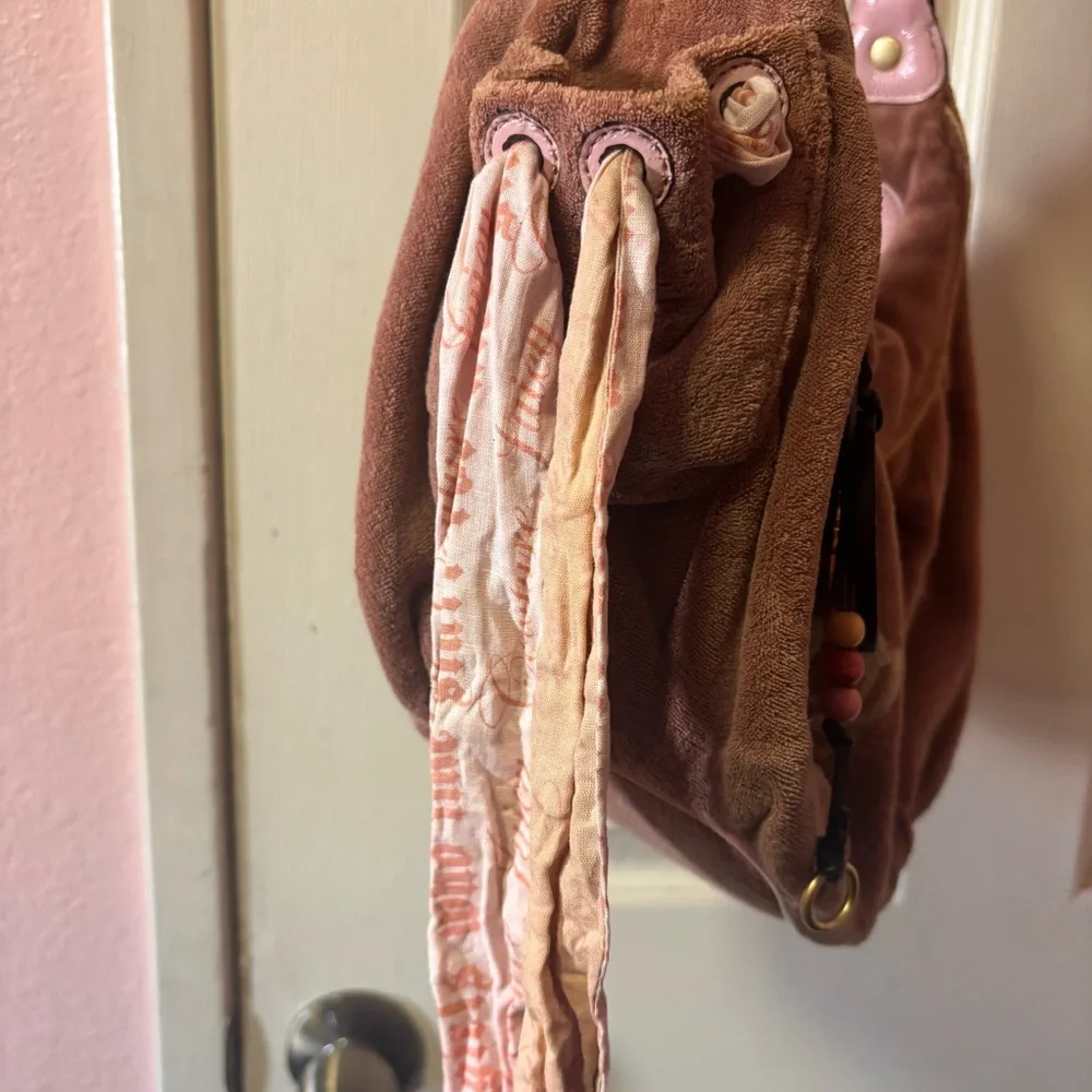 Vintage Y2K juicy couture terry cloth shoulder bag brown and pink